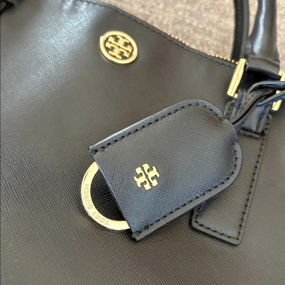 TORY BURCH Black Saffiano Leather Robinson Large Purse Tote Bag Shopper - Picture 2 of 9